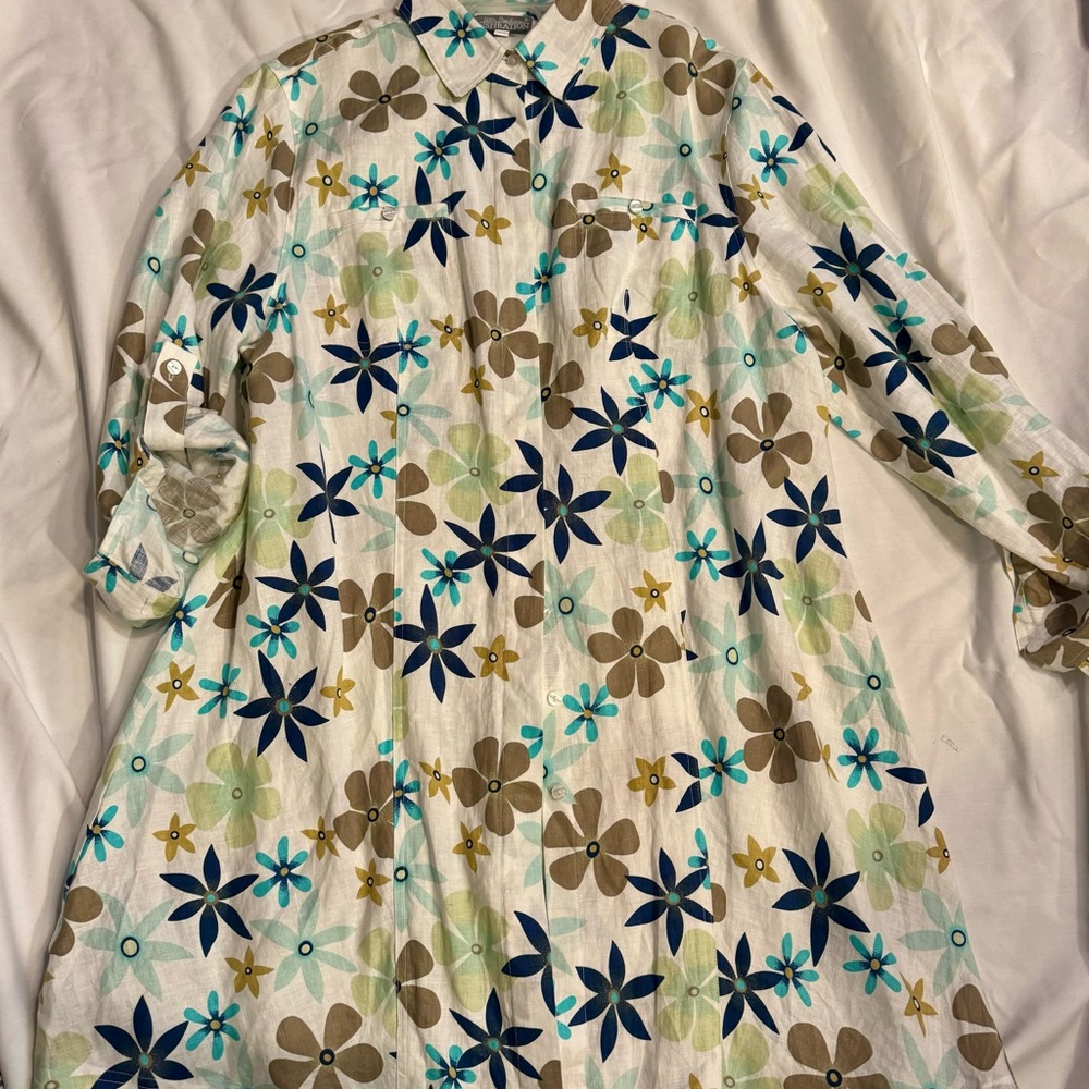 Linen Jacket Dress ‘Ulla Popken’ size 12-14 Plus size